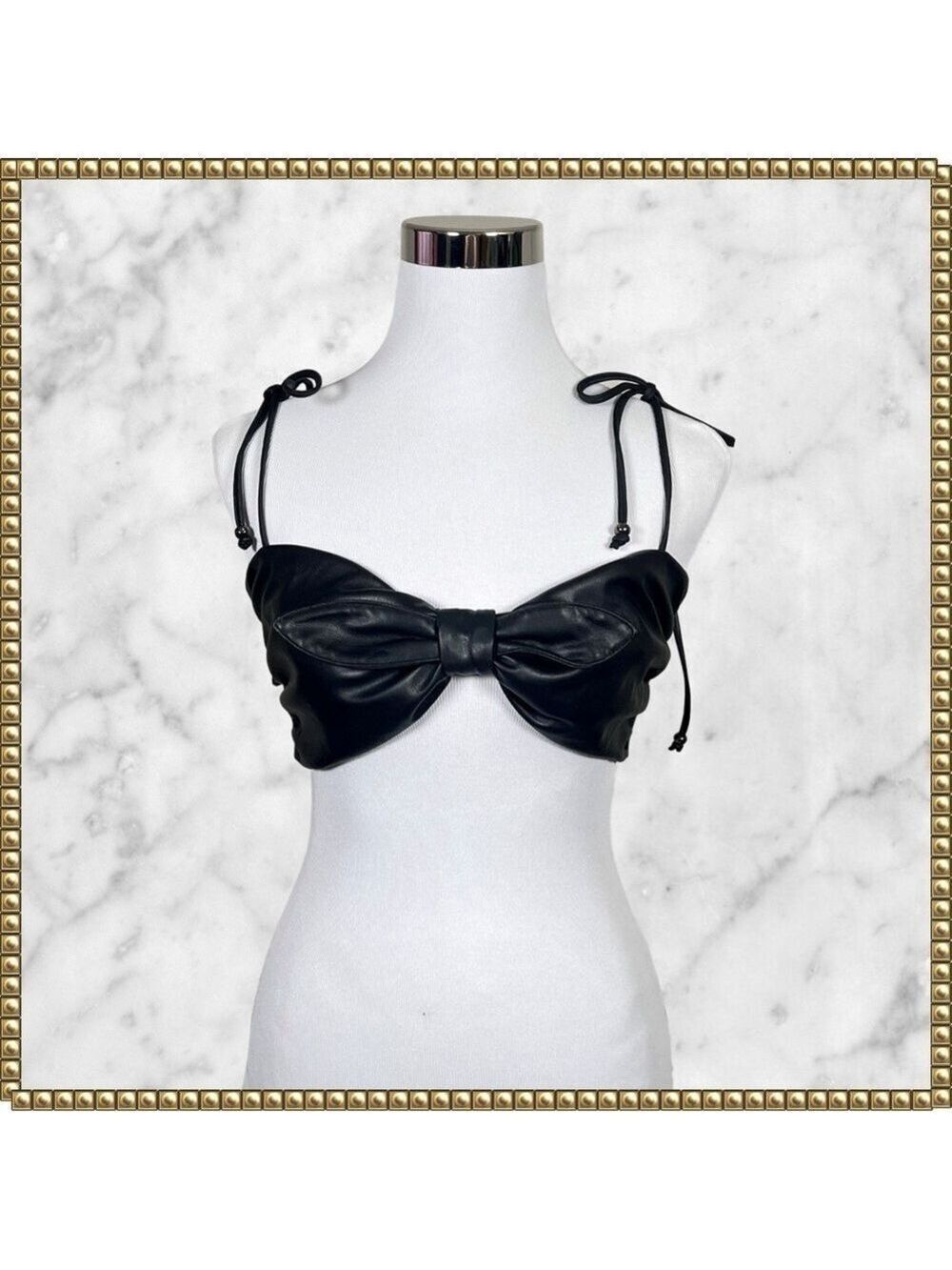 Anthropologie Pilcro Black Faux Leather Bustier Top Small